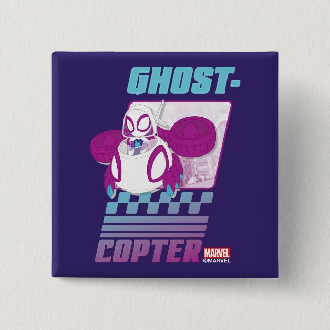 Ghost-Spider Flying Her Ghost-Copter Button (Front)