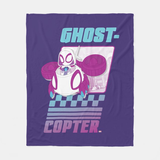 Ghost-Spider Flying Her Ghost-Copter Fleece Blanket (Front)