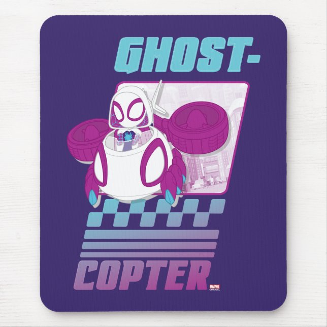 Ghost-Spider Flying Her Ghost-Copter Mouse Pad (Front)