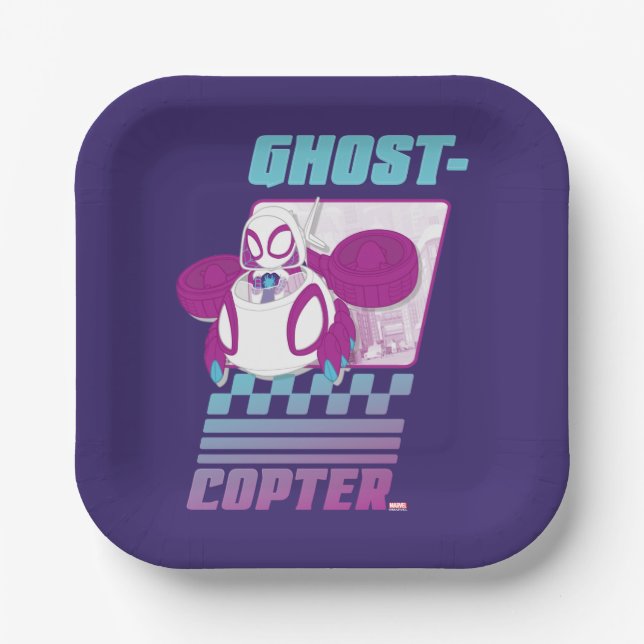 Ghost-Spider Flying Her Ghost-Copter Paper Plates (Front)