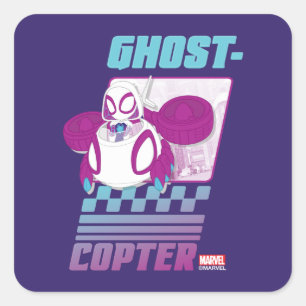 Ghost-Spider Flying Her Ghost-Copter Square Sticke Sticker
