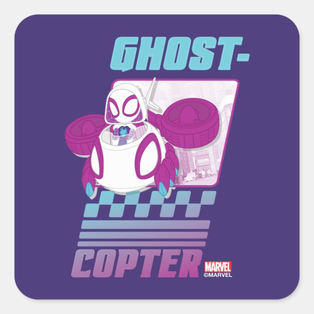 Ghost-Spider Flying Her Ghost-Copter Square Sticke Sticker (Front)