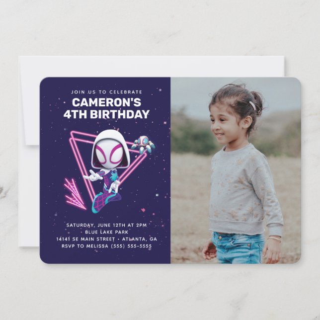 Ghost Spider | Girl's Birthday Photo Invitation (Front)