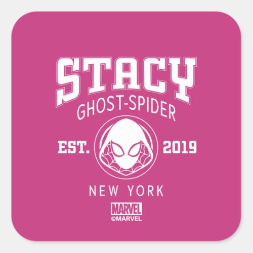 Ghost_Spider Gwen Stacy Collegiate Logo Square Sticker