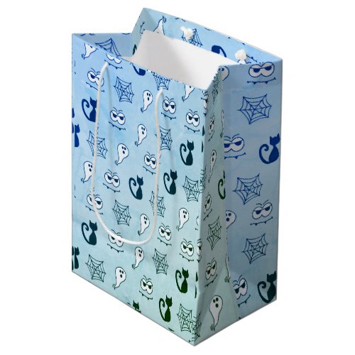 Ghost Spiderwebs and Black Cats Blue Medium Gift Bag