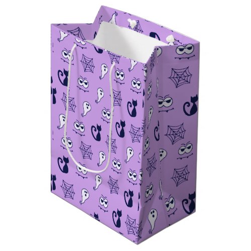 Ghost Spiderwebs and Black Cats Purple Medium Gift Bag