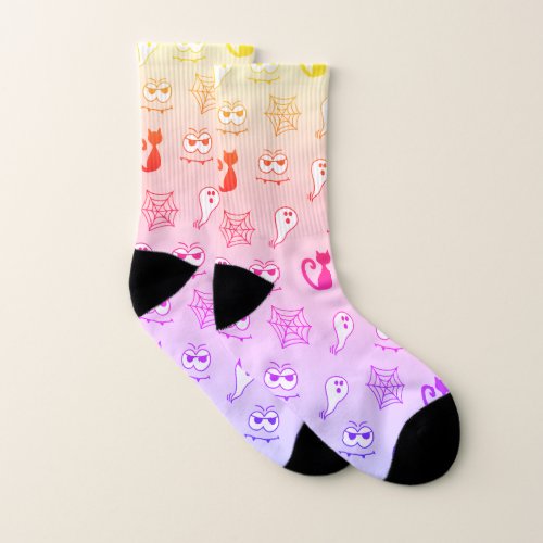 Ghost Spiderwebs and Black Cats Rainbow Socks