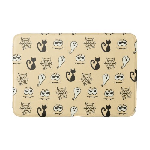 Ghost Spiderwebs and Black Cats Yellow Bath Mat