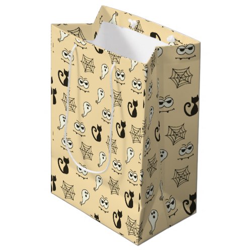 Ghost Spiderwebs and Black Cats Yellow Medium Gift Bag