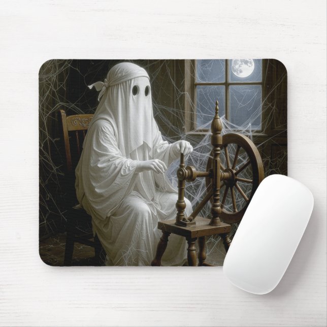 Ghost Spinning Cobwebs On a Spinning Wheel Mouse Pad (With Mouse)