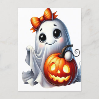 Ghost Spooky Mama Retro Halloween Vintage Design Holiday Postcard