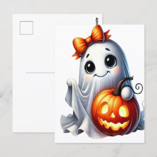 Ghost Spooky Mama Retro Halloween Vintage Design Postcard