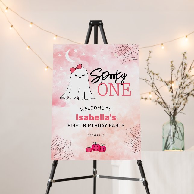 Ghost Spooky One Girly 1st Birthday Party  Foam Board (In Situ (Stand))