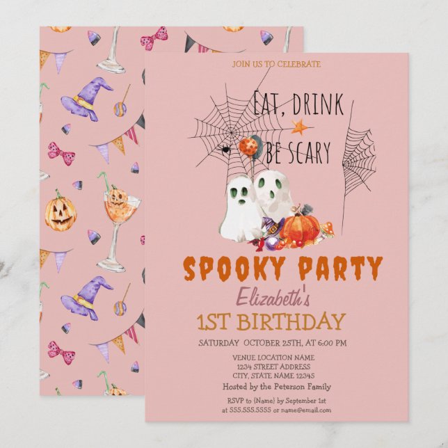 Ghost Spooky Party Birthday Invitation (Front/Back)