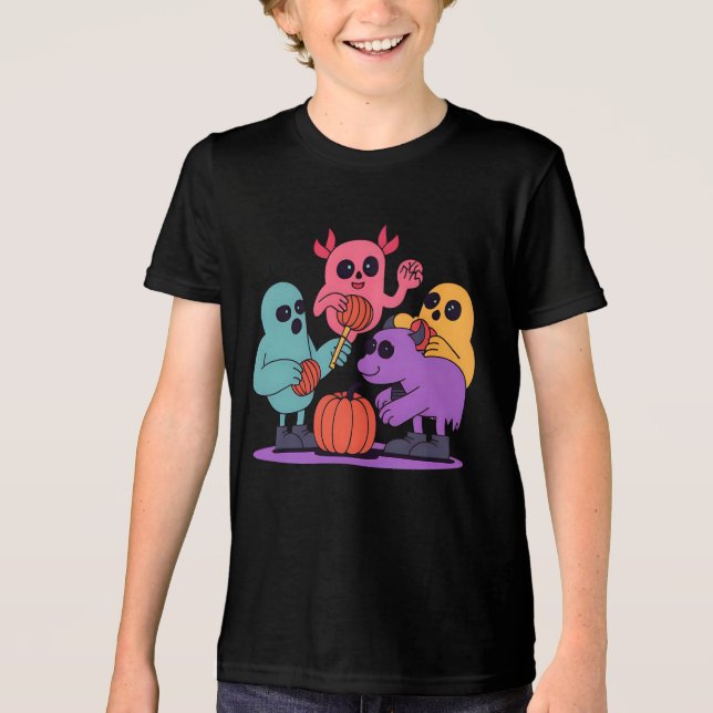 Ghost Squad Party – Spooky Cute Vibes Tri-Blend Shirt (Front)