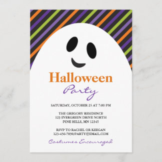 Ghost Stripes Halloween Party Invitations