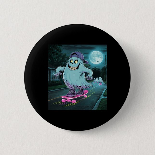 Ghost Summerween Just Waiting For Halloween  Button (Front)