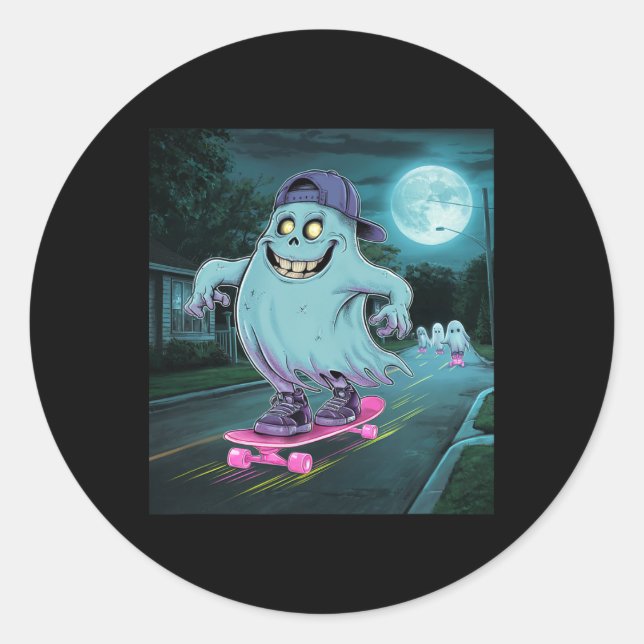 Ghost Summerween Just Waiting For Halloween  Classic Round Sticker (Front)