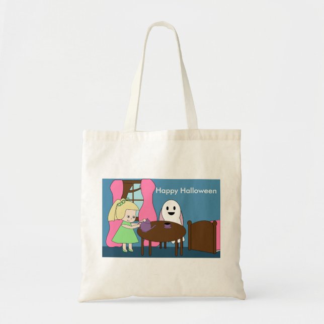 Ghost Tea Party Cute Personalize Tote Bag (Front)