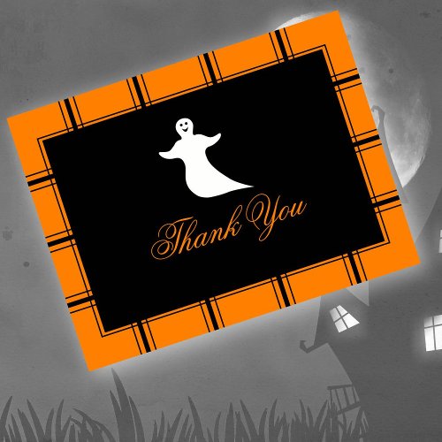 Ghost Thank You Halloween BlackOrange Postcard