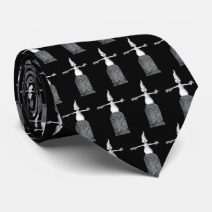 Ghost Tombstone Funny Halloween Neck Tie