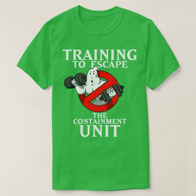 Ghost Training 80s Retro Gym Workout Meme T-Shirt (Design Front)