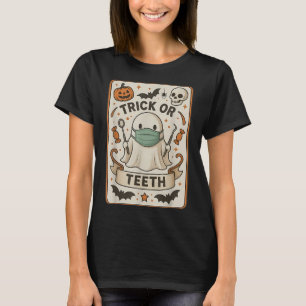 Ghost Trick Or Teeth Dental Tarot Card Halloween D T-Shirt