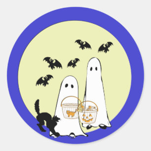 ghost Trick or Treat Classic Round Sticker