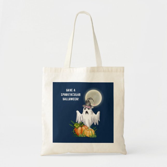 Ghost Trick or Treat | Spooktacular Halloween Tote Bag (Front)