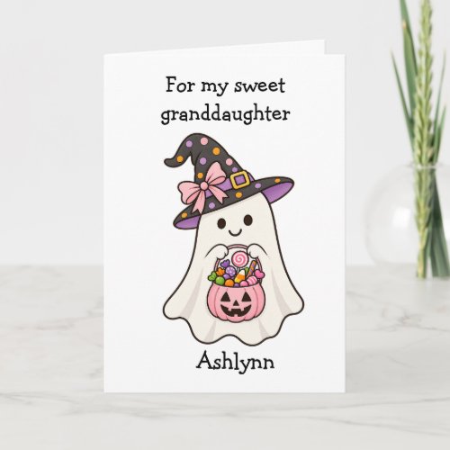 Ghost Trick or Treating Halloween Granddaughter Card