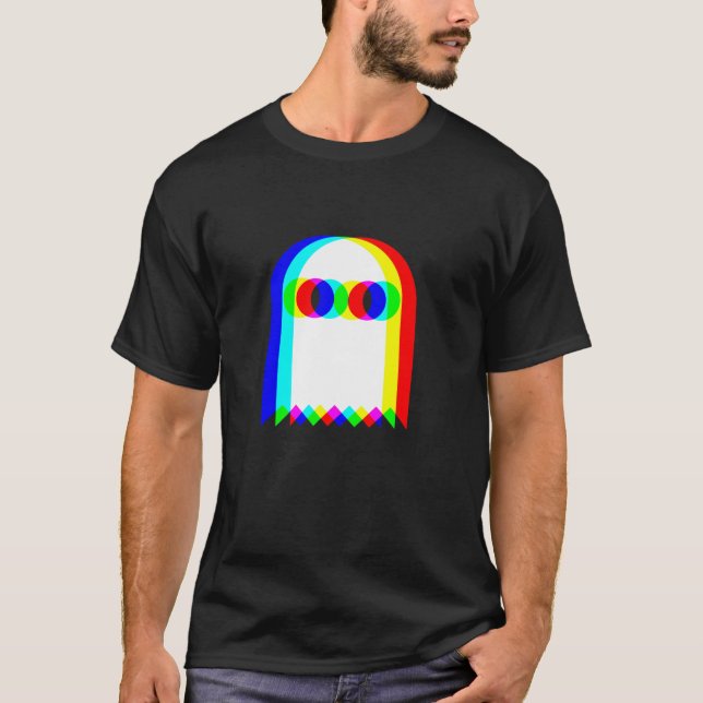 Ghost Trippy Vaporwave Halloween Techno Rave EDM M T-Shirt (Front)