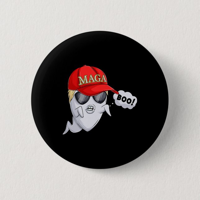 Ghost Trump Halloween Costume  Button (Front)