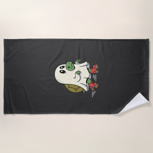 Ghost Turtle Roller Skates Halloween Design_1 Beach Towel