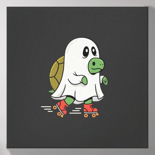 Ghost Turtle Roller Skates Halloween Design_1 Canvas Photo Tile
