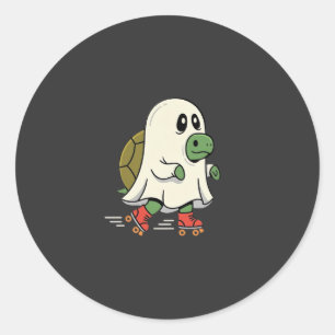 Ghost Turtle Roller Skates Halloween Design_1 Classic Round Sticker