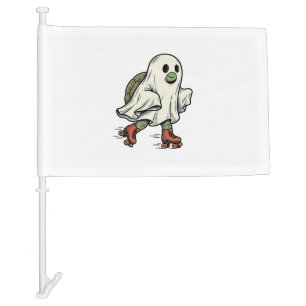 Ghost Turtle Roller Skating Vintage Halloween Desi Car Flag