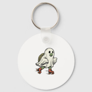 Ghost Turtle Roller Skating Vintage Halloween Desi Keychain