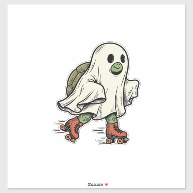 Ghost Turtle Roller Skating Vintage Halloween Desi Sticker (Sheet)