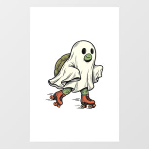 Ghost Turtle Roller Skating Vintage Halloween Desi Window Cling