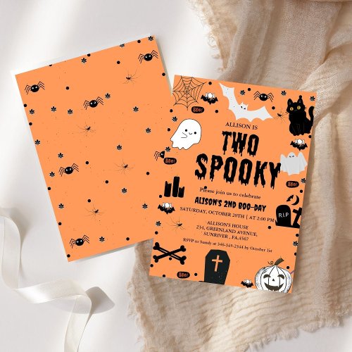  Ghost  Two Spooky Halloween 2nd Birthday party Invitation