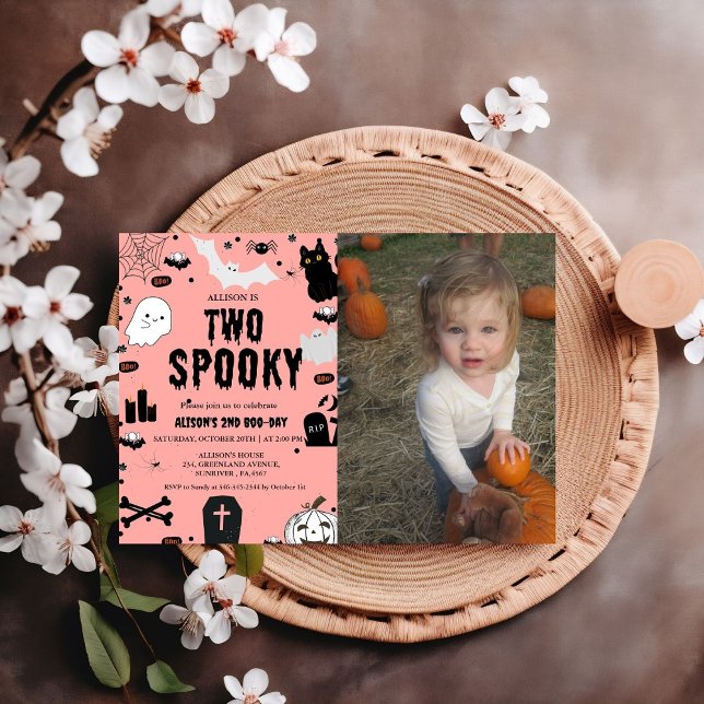  Ghost  Two Spooky Halloween 2nd Birthday party Invitation (Creator Uploaded)