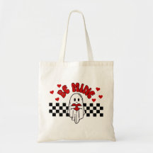 Ghost Valentine’s Day Tote Bag, funny Gift tote