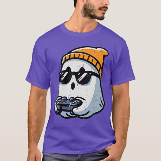 Ghost Video Gamer Gaming Halloween Men Boys een Yo T-Shirt (Front)