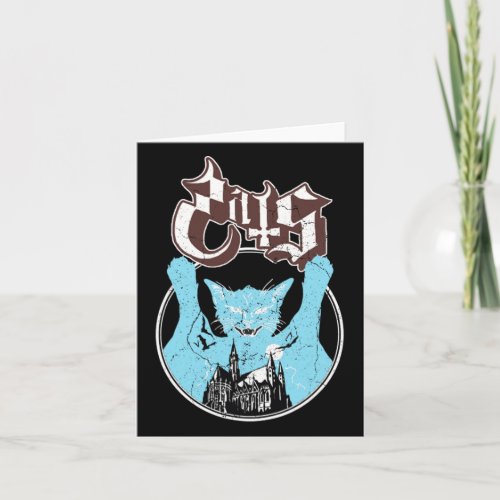 Ghost Vintage Halloween Meow Cat Friend Rock Ghost Card