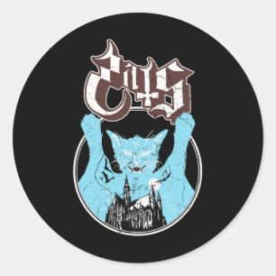 Ghost Vintage Halloween Meow Cat Friend Rock Ghost Classic Round Sticker