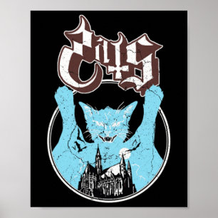 Ghost Vintage Halloween Meow Cat Friend Rock Ghost Poster