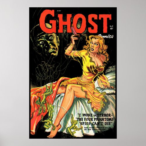 Ghost Vintage Horror Comics Lady In Yellow Poster