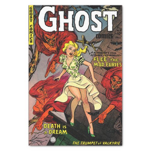 Ghost Vintage Horror Comics Red Ghouls Decoupage Tissue Paper