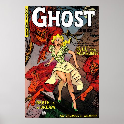 Ghost Vintage Horror Comics Red Ghouls Poster