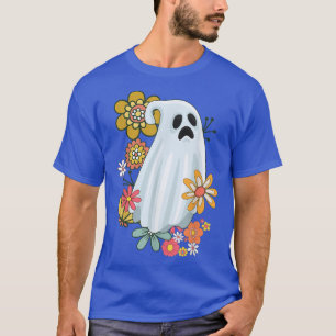 Ghost Vintage Retro Floral Groovy Cute Halloween G T-Shirt